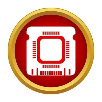 Computer chip processor microchip technology icon button Stock-Illustration