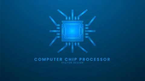 Computer chip processor, or microchip. Artificial Intelligence and Machine .. Stockillustratie