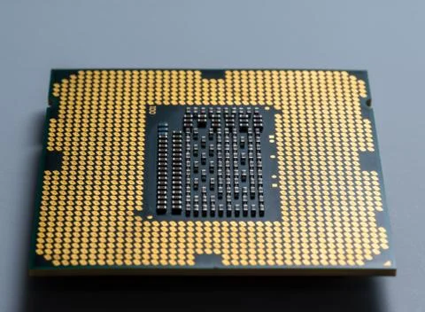Computer chip processor without legs with microcircuits Foto stock