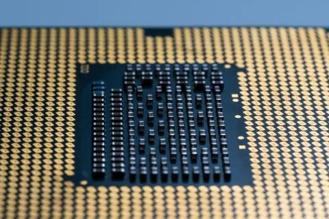 Computer chip processor without legs with microcircuits 스톡 사진