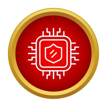 Computer chip shield symbol protecting data privacy イラスト素材