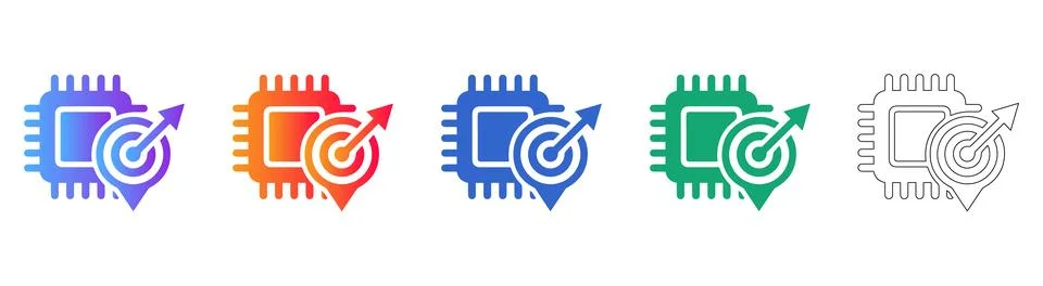 Computer Chip Target Icon Set イラスト素材