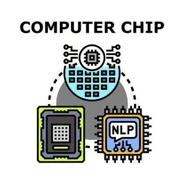 Computer chip technology developing digital processing systems Illustrazione stock