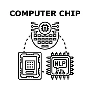 Computer chip technology developing digital processing systems 库存插图