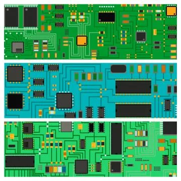 Computer chip technology processor circuit motherboard information system vector 스톡 일러스트