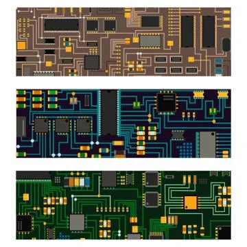 Computer chip technology processor circuit motherboard information system vector 스톡 일러스트