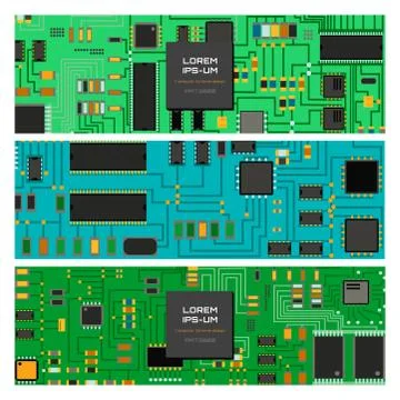Computer chip technology processor circuit motherboard information system vector Illustrazione stock