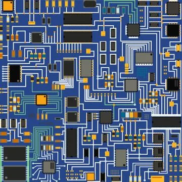 Computer chip technology processor circuit motherboard information system vector 스톡 일러스트