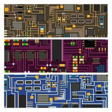 Computer chip technology processor circuit motherboard information system vector Illustrazione stock