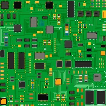 Computer chip technology processor circuit motherboard information system vector 스톡 일러스트