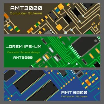 Computer chip technology processor circuit motherboard information system vector Illustrazione stock