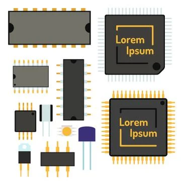 Computer chip technology processor circuit motherboard information system vector 스톡 일러스트