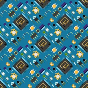 Computer chip technology processor circuit motherboard information system イラスト素材