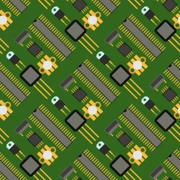 Computer chip technology processor circuit motherboard information system 스톡 일러스트