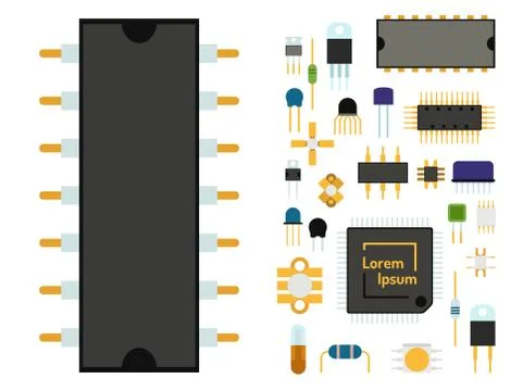 Computer chip technology processor circuit motherboard information system vector イラスト素材