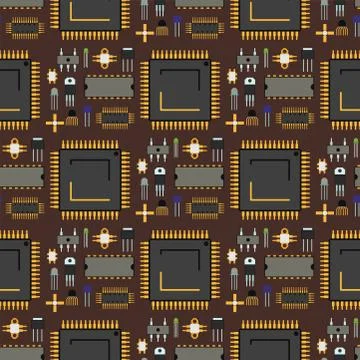 Computer chip technology processor circuit motherboard information system イラスト素材
