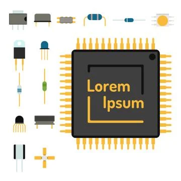 Computer chip technology processor circuit motherboard information system vector Illustrazione stock