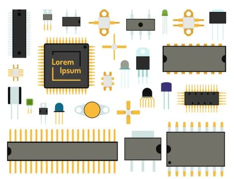 Computer chip technology processor circuit motherboard information system vector 스톡 일러스트