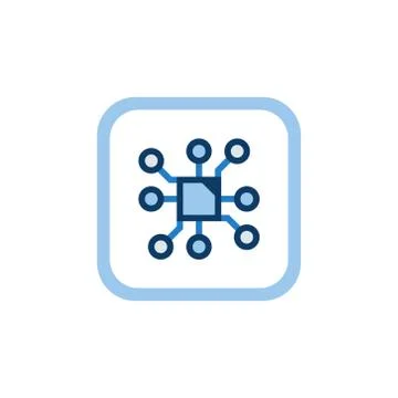 Computer chip vector flat concept icon Stock Illustration