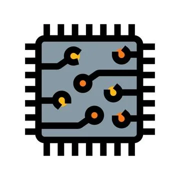 Computer chip vector icon representing digital technology and computing Stock Illustration