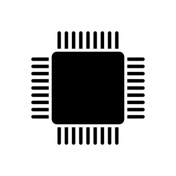 Computer chip vector icon on white background Stock Illustration