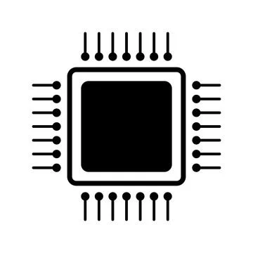 Computer chip vector icon on white background Stock Illustration