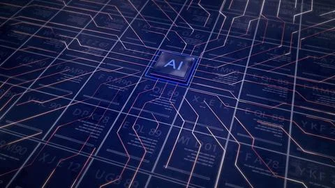 A computer chip with the word ai on it is sitting on top of a circuit board Stock Photos