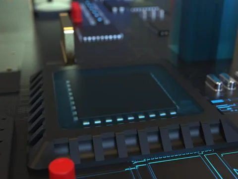 Computer chips close up. 3D render on the topic of technologies and large cal 写真素材