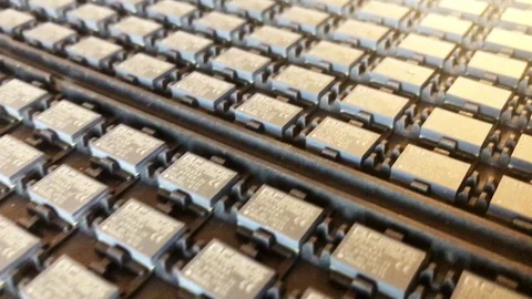 Computer chips   Electronics   Tech Manufacturing Packaging 스톡 동영상 93243531