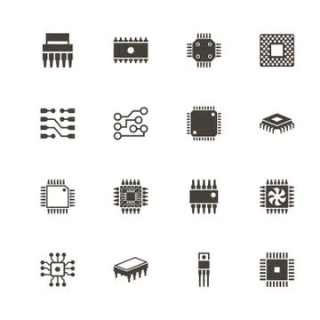 Computer Chips - Flat Vector Icons Illustrazione stock