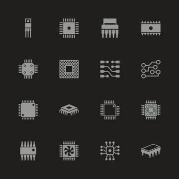 Computer Chips - Flat Vector Icons イラスト素材