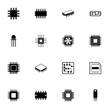 Computer Chips icon - Expand to any size - Change to any colour. Perfect Flat 库存插图
