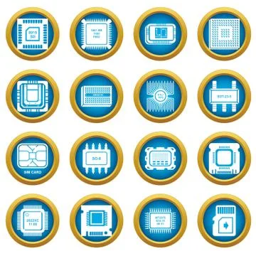 Computer chips icons set, simple style Stock Illustration