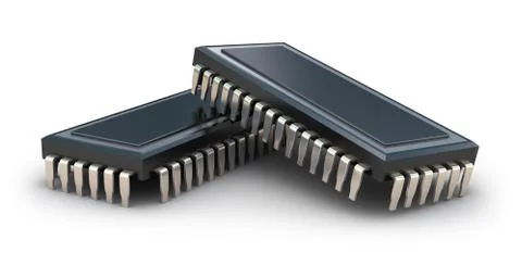 Computer chips isolated on white Illustrazione stock