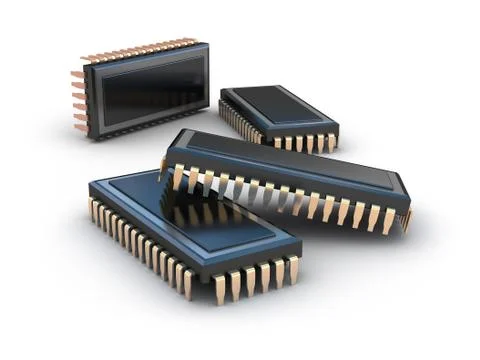 Computer chips isolated on white Stock Illustration