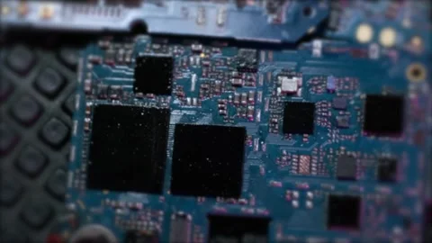 Computer chips motherboard rotating background top view close up Stock Footage 270453351