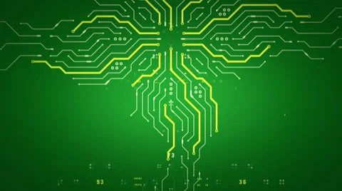 Computer Chips Rising Green Stock Footage 38892352