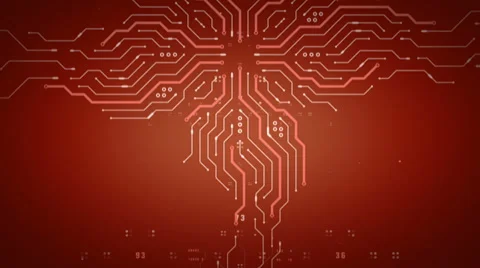 Computer Chips Rising Red Stock Footage 38892650
