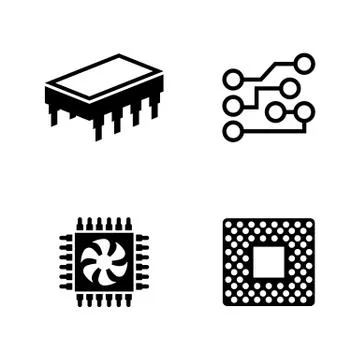 Computer chips. Simple Related Vector Icons 库存插图