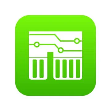 Computer chipset icon digital green Illustrazione stock