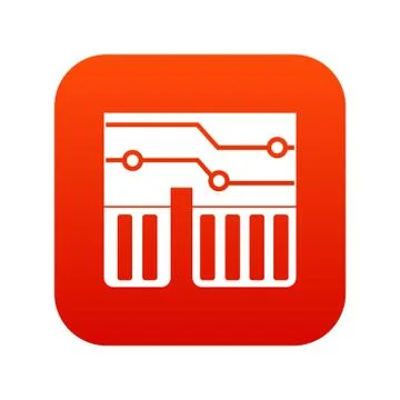 Computer chipset icon digital red イラスト素材