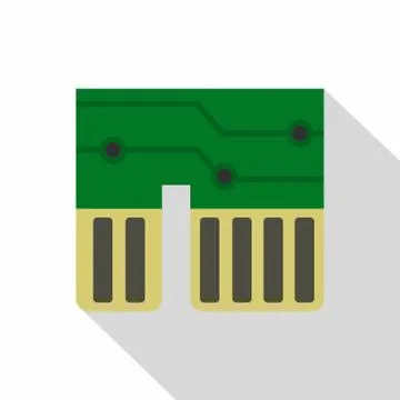 Computer chipset icon, flat style Illustrazione stock