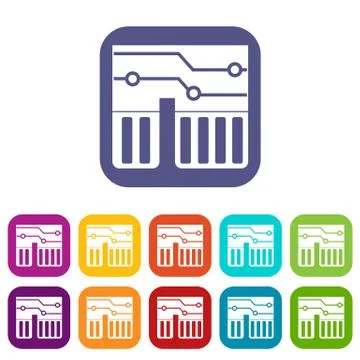 Computer chipset icons set flat Stockillustratie