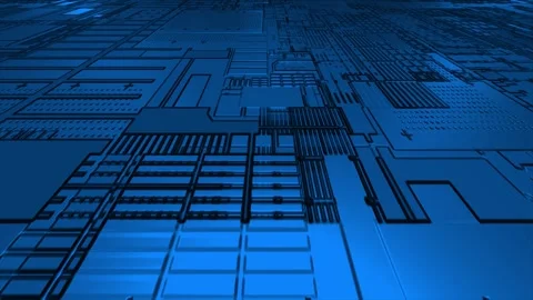 Computer chipset pattern 3d futuristic technology royal blue background Stock Footage 271325594
