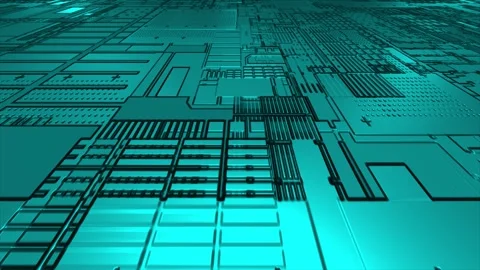 Computer chipset pattern 3d futuristic technology cyan background Stock Footage 271325660