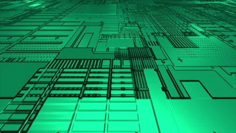Computer chipset pattern 3d futuristic technology turquoise background Stock Footage 271325663