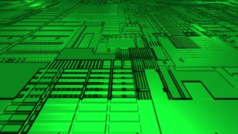 Computer chipset pattern 3d futuristic technology green background Stock Footage 271325670