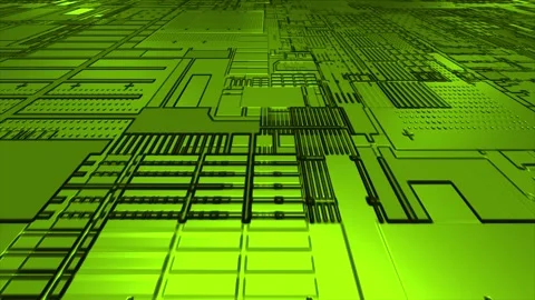 Computer chipset pattern 3d futuristic technology lime green background Stock Footage 271325672