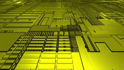 Computer chipset pattern 3d futuristic technology yellow background Stock Footage 271325733
