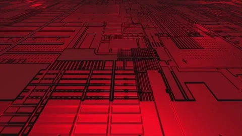 Computer chipset pattern 3d futuristic technology red background Stock Footage 271325779